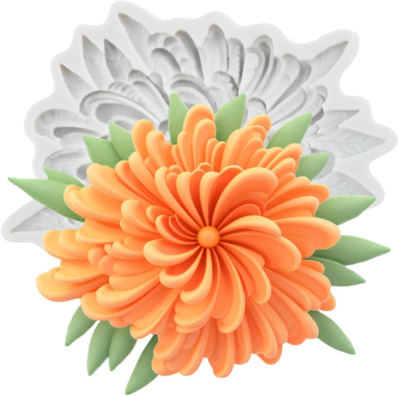 TAOXIBEI Flower Polymer Clay Mold Chrysanthemum Silicone Molds Flower Resin Mold for DIY Crafts Epoxy Resin Casting Air Dry Polymer Clay Plaster Jewelry Making - Image 1